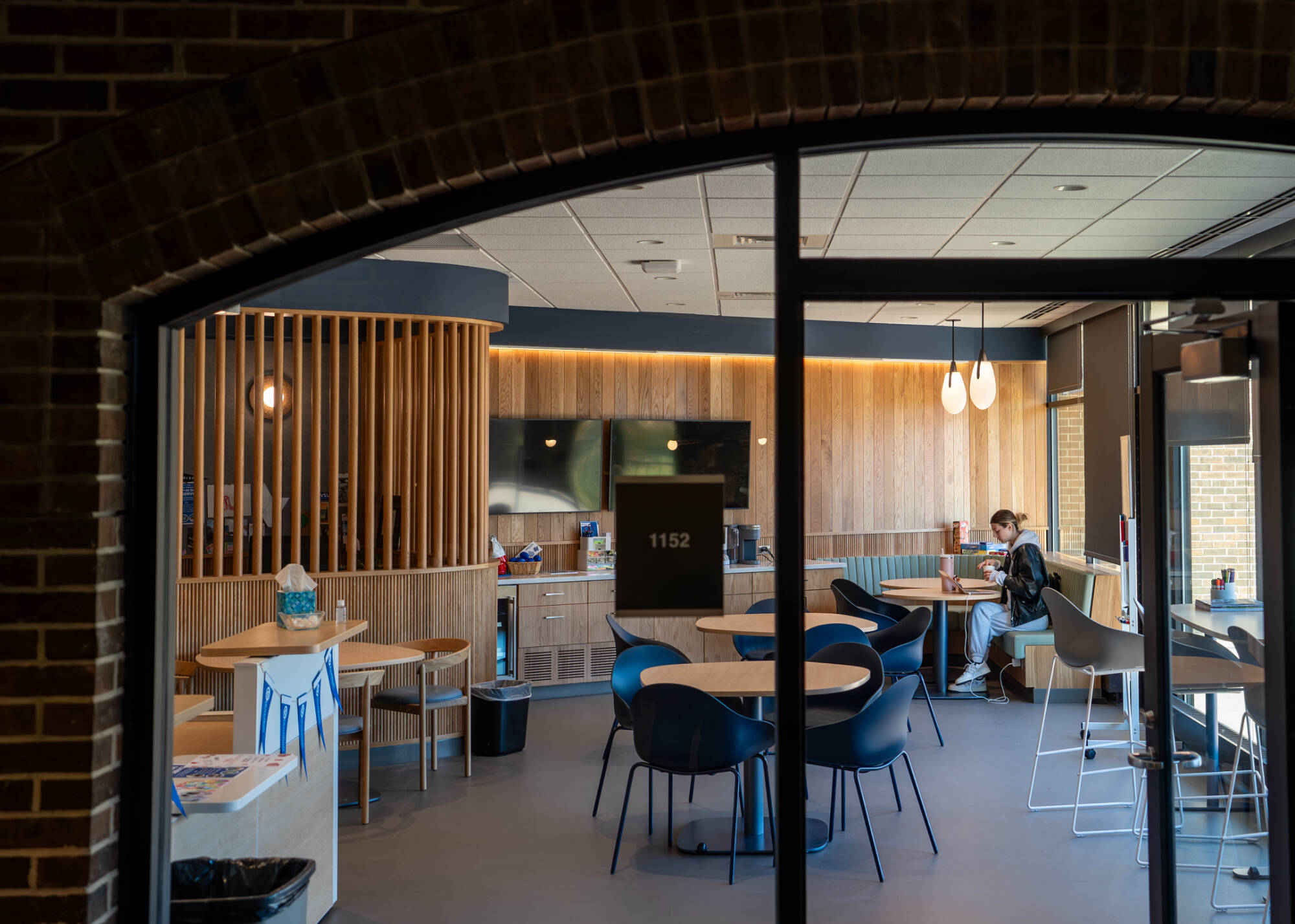 Digital Media major Brooke Johnson studies inside the new Thompson Student Success Center at the Kirkhof Center on Oct. 14.